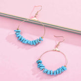 Wholesale Turquoise Stone Round Dangle Earrings - Boho-inspired Jewelry